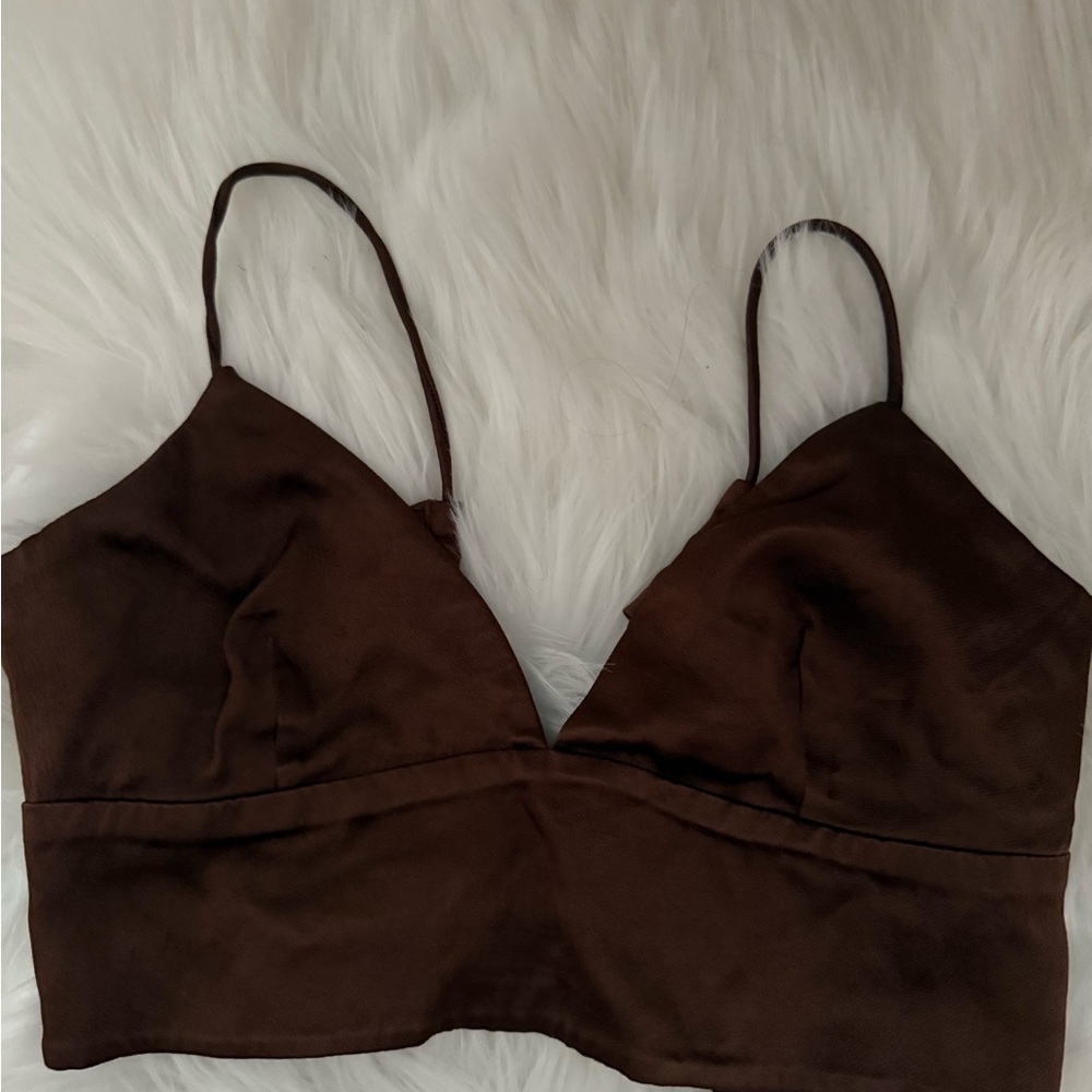 ZARA brown cross back crop top